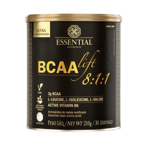 Bcaalift 8:1:1 210g Limão Essential Nutrition Suplemento em Pó - Essential Nutrition - Viva Nutrição