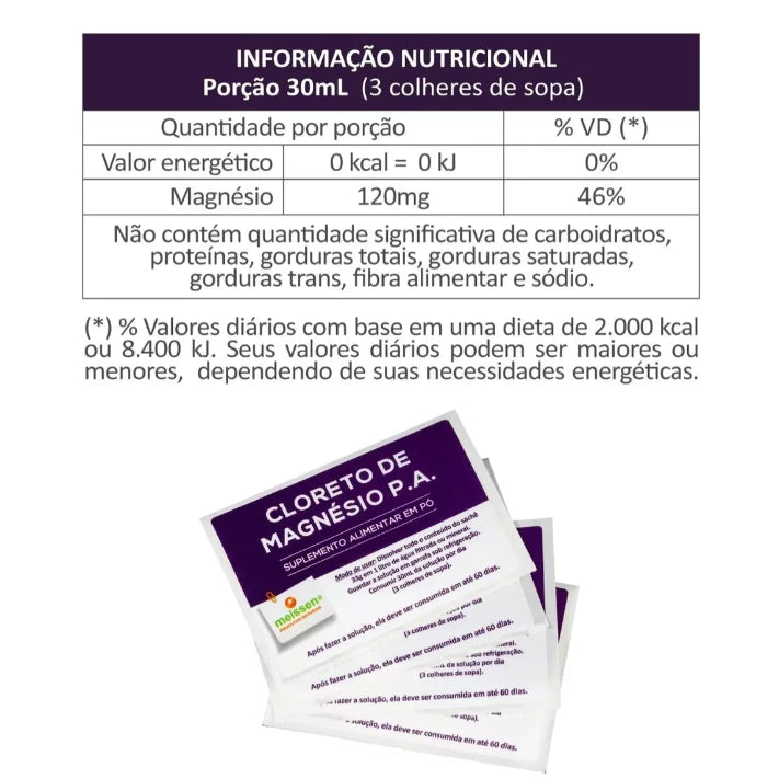 Cloreto de Magnésio P.A Sachê 33 g Meissen Cloreto de Magnésio P.A Sachê 33 g Meissen