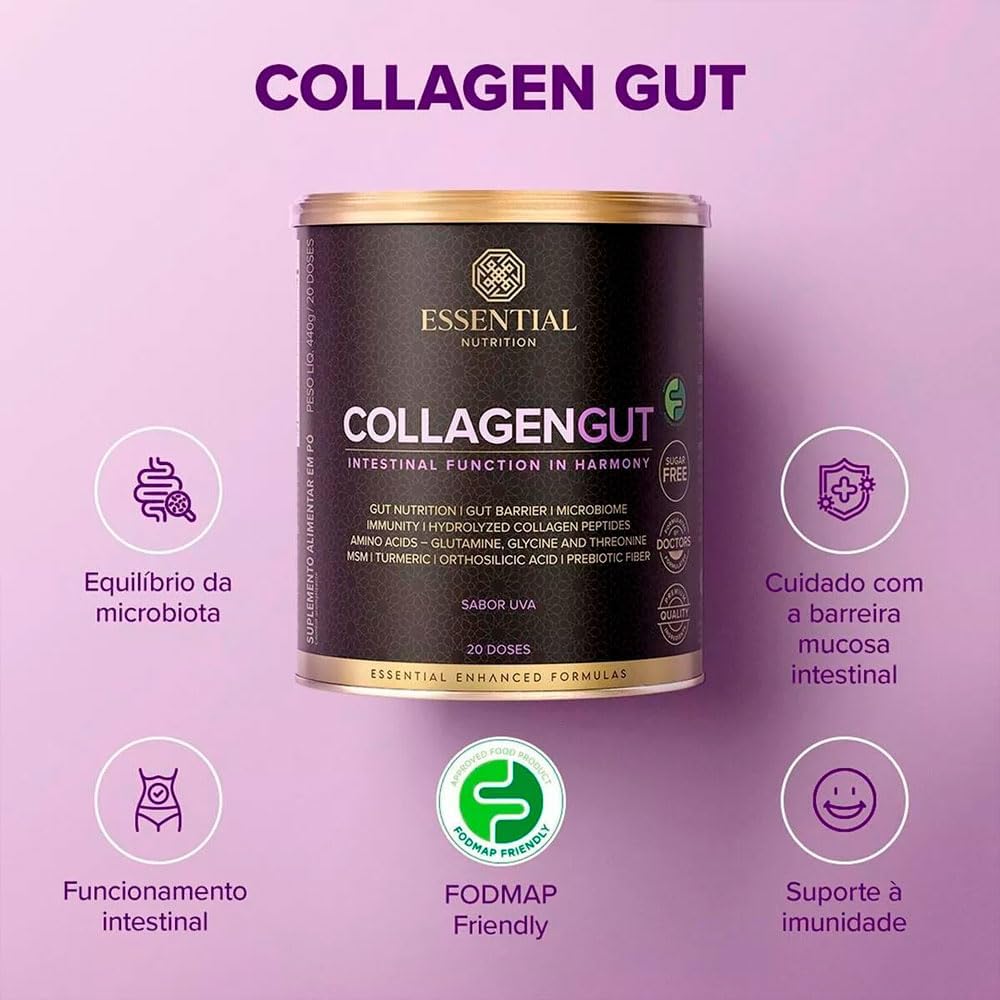 Colágeno Gut Uva 440g Essential Nutrition - Essential Nutrition - Viva Nutrição Colágeno Gut Uva 440g Essential Nutrition - Essential Nutrition - Viva Nutrição