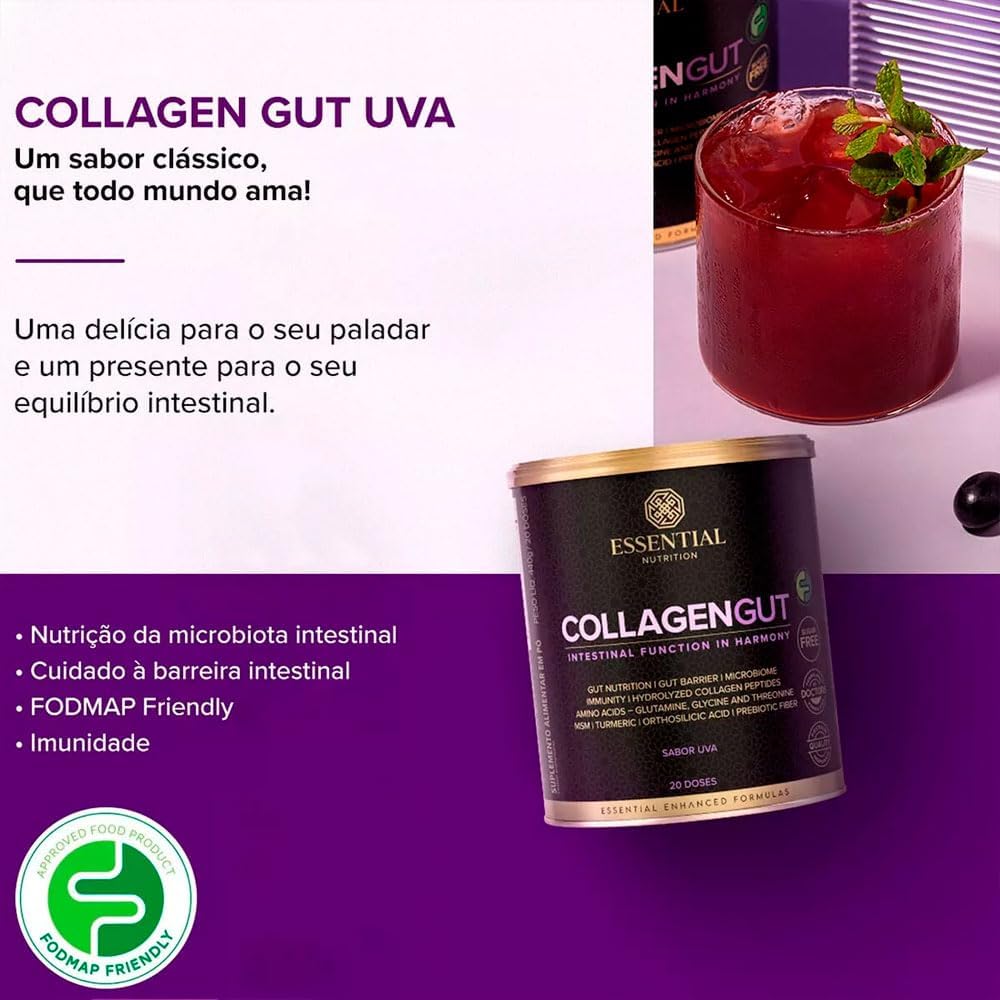 Colágeno Gut Uva 440g Essential Nutrition - Essential Nutrition - Viva Nutrição Colágeno Gut Uva 440g Essential Nutrition - Essential Nutrition - Viva Nutrição