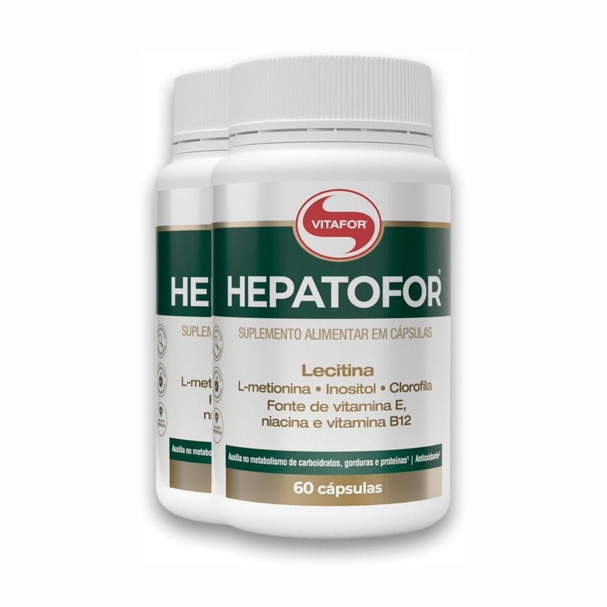 Kit 2 Hepatofor Vitafor 60 Cápsulas Suplemento Alimentar Com Inositol L Metionina Clorofila Vitaminas E B3 E B12 - Vitafor - Viva Nutrição