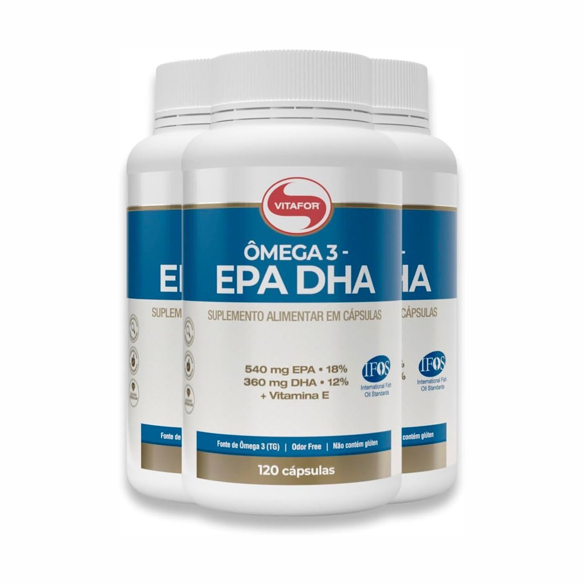 Kit 3 Ômega 3 EPA DHA 1000mg Vitafor 120 Cápsulas - Vitafor - Viva Nutrição