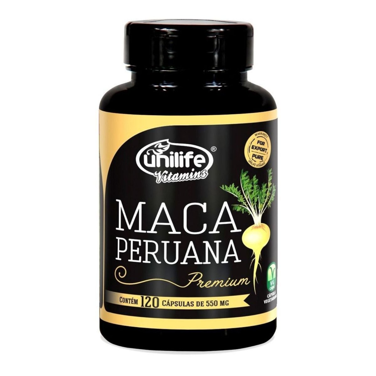 Maca Peruana Premium 120 Cápsulas 550mg Unilife - Unilife - Viva Nutrição