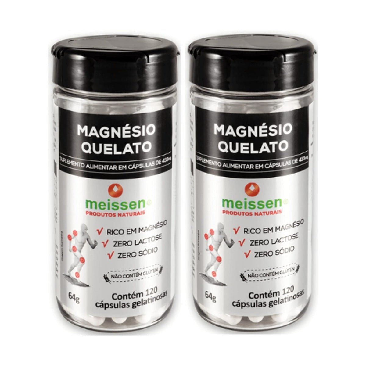Magnésio Quelato 433 mg Meissen 120 Cápsulas Kit 2 Unidades - Meissen - Viva Nutrição Magnésio Quelato 433 mg Meissen 120 Cápsulas Kit 2 Unidades - Meissen - Viva Nutrição