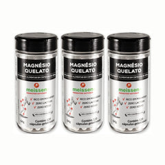 Magnésio Quelato 433 mg Meissen 120 Cápsulas Kit 3 Unidades - Meissen - Viva Nutrição