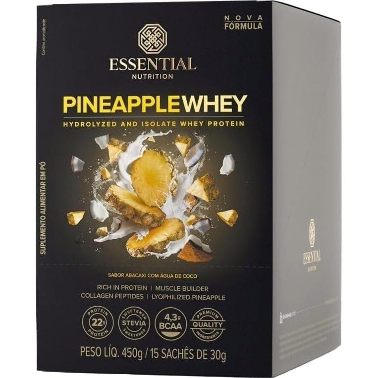Pineapple Whey 30g Essential Nutrition 15 Sachês Proteína Alta Qualidade - Essential Nutrition - Viva Nutrição