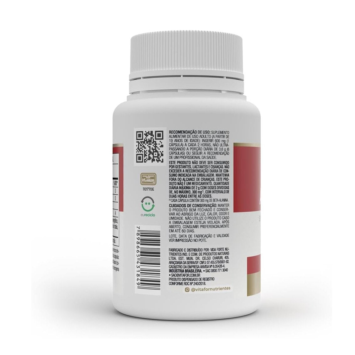 Vitafor Beta Alanina 120 Cápsulas Suplemento Vegano Sem Açúcar e Corantes - Vitafor - Viva Nutrição Vitafor Beta Alanina 120 Cápsulas Suplemento Vegano Sem Açúcar e Corantes - Vitafor - Viva Nutrição