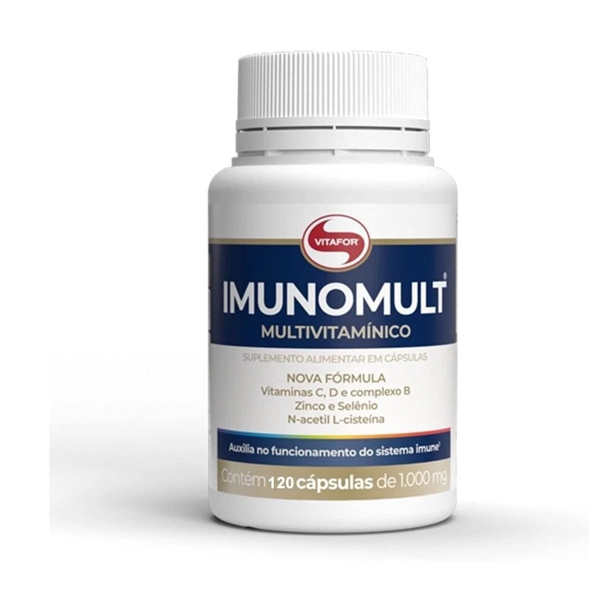 Vitafor Imunomult Multivitamínico 120 Cápsulas Suplemento Alimentar com Vitamina C Vitamina D Zinco e Selênio - Vitafor - Viva Nutrição Vitafor Imunomult Multivitamínico 120 Cápsulas Suplemento Alimentar com Vitamina C Vitamina D Zinco e Selênio - Vitafor - Viva Nutrição