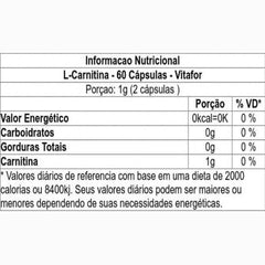 Vitafor L Carnitina 60 Cápsulas 500g Suplemento Sem Sabor - Vitafor - Viva Nutrição