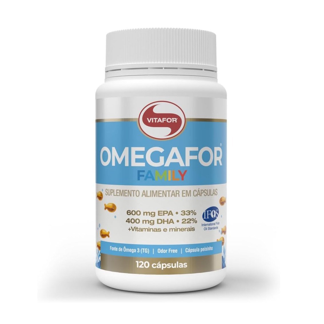 Vitafor Omegafor Família 120 Cápsulas Suplemento Alimentar Óleo de Peixe Fonte de Ômega 3 - Vitafor - Viva Nutrição