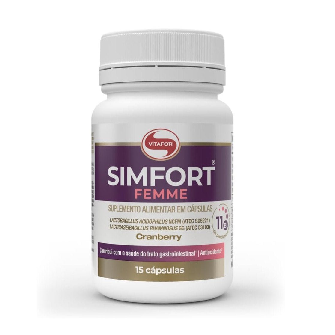 Vitafor Simfort Femme Suplemento Alimentar com Cranberry Probióticas e Zinco 15 Cápsulas - Vitafor - Viva Nutrição