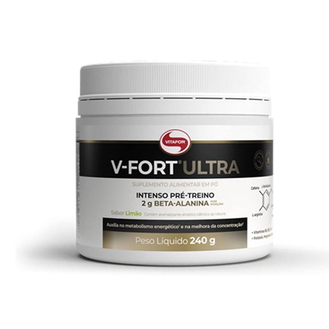 Vitafor V Fort Ultra 240g Sabor Limão Suplemento Alimentar Complexo B Magnésio Vitamina E Zinco Vitamina C - Vitafor - Viva Nutrição