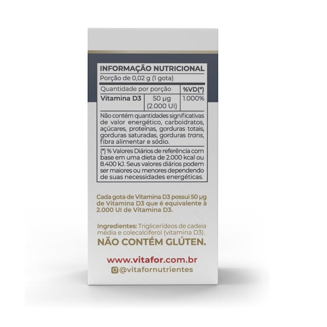 Vitafor Vita D3 Líquida 2000 UI Gota 10ml Suplemento Alimentar Vitamina D3 - Vitafor - Viva Nutrição Vitafor Vita D3 Líquida 2000 UI Gota 10ml Suplemento Alimentar Vitamina D3 - Vitafor - Viva Nutrição