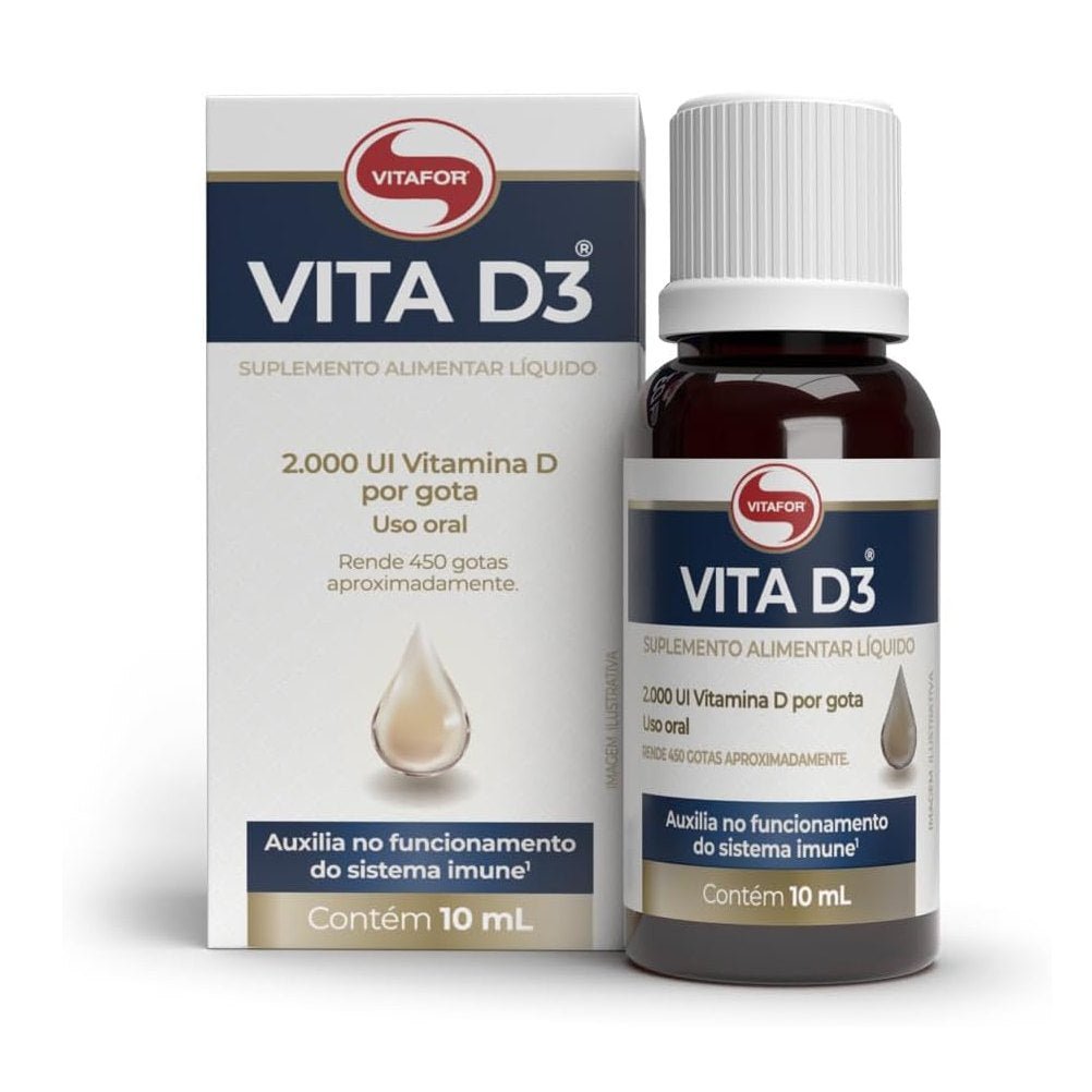 Vitafor Vita D3 Líquida 2000 UI Gota 10ml Suplemento Alimentar Vitamina D3 - Vitafor - Viva Nutrição