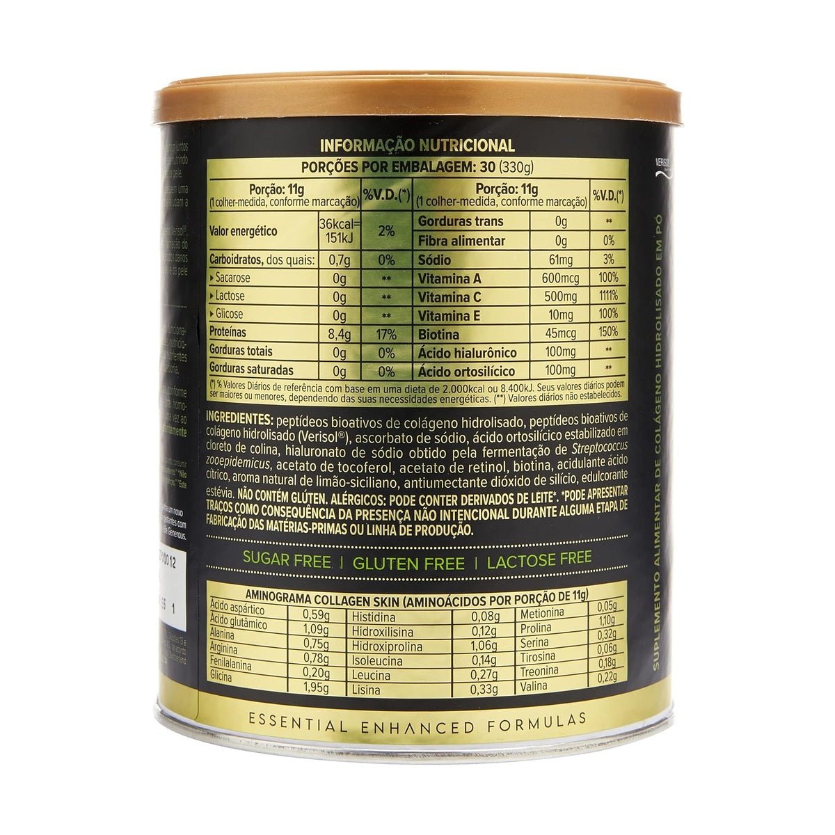 Colágeno Skin Limão Siciliano Lata 330g Com Ácido Hialurônico Essential Nutrition - Essential Nutrition - Viva Nutrição