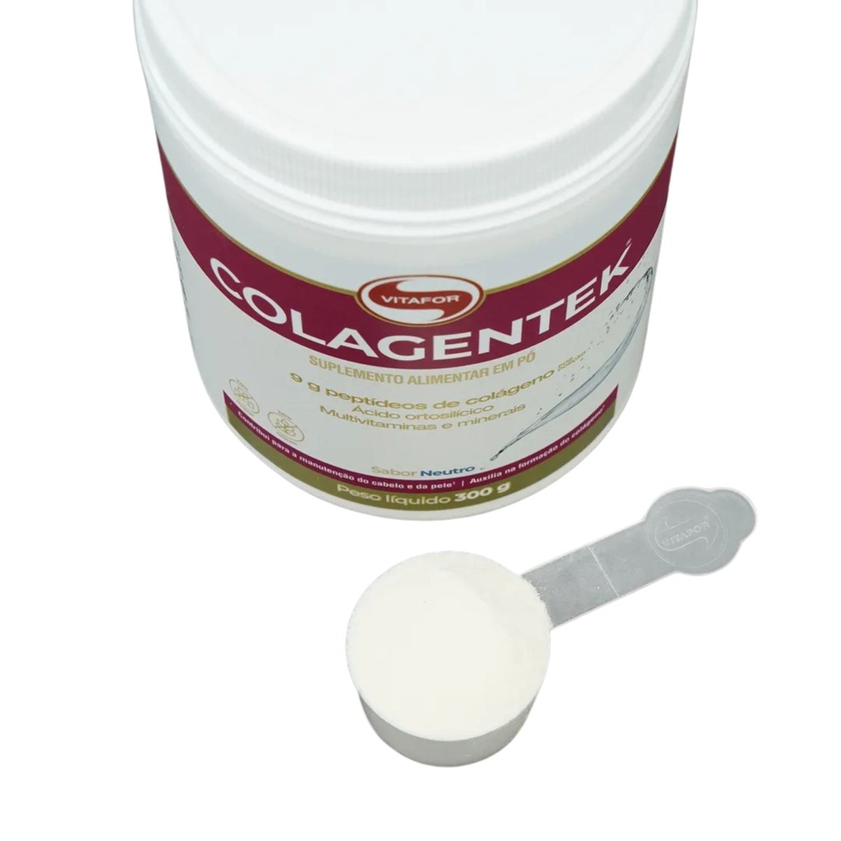 Colagentek 300g Neutro Vitafor Suplemento de Colágeno Hidrolisado com Vitaminas e Minerais - Vitafor - Viva Nutrição