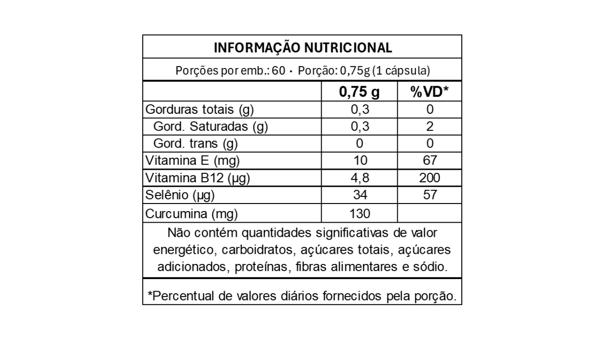 Curcuma Plus 60 Cápsulas Vitafor Suplemento Antioxidante e Imunidade - Vitafor - Viva Nutrição