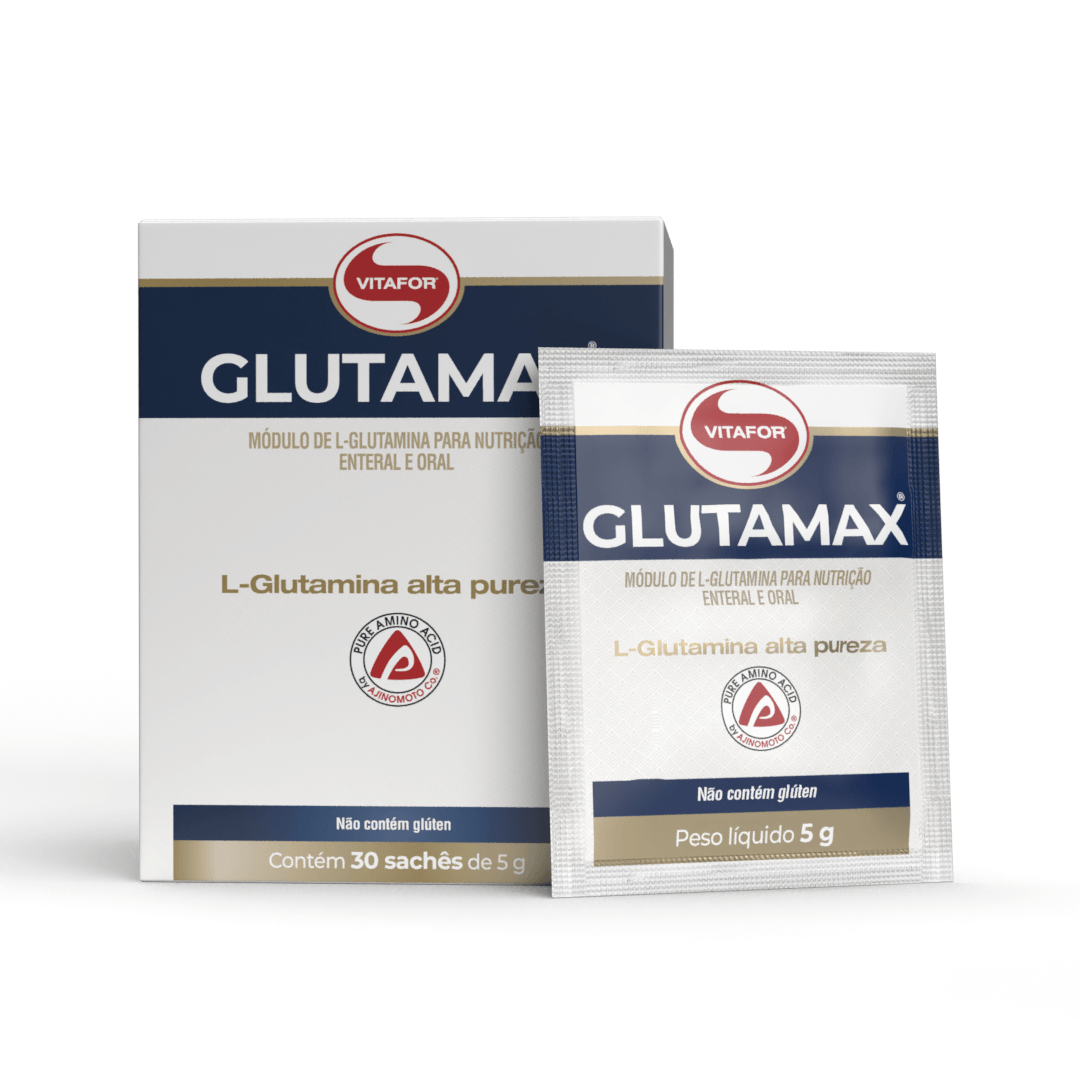 Glutamax 30 Sachês de 10g Aminoácido de Alta Pureza Sem Glúten Zero Calorias - Vitafor - Viva Nutrição