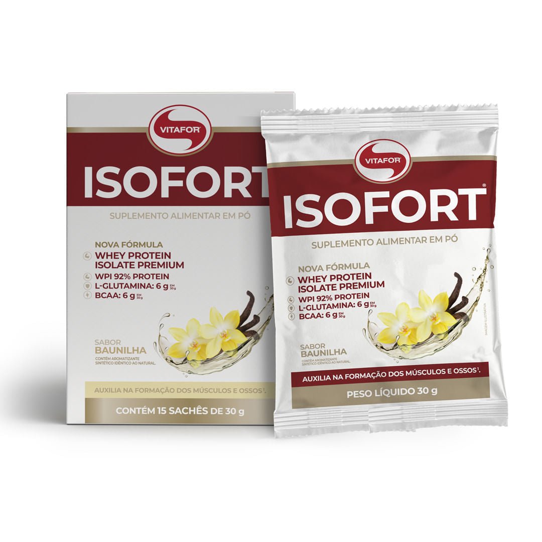 Isofort 15 Sachês 30g Baunilha Vitafor Suplemento Proteico de Alta Concentração - Vitafor - Viva Nutrição
