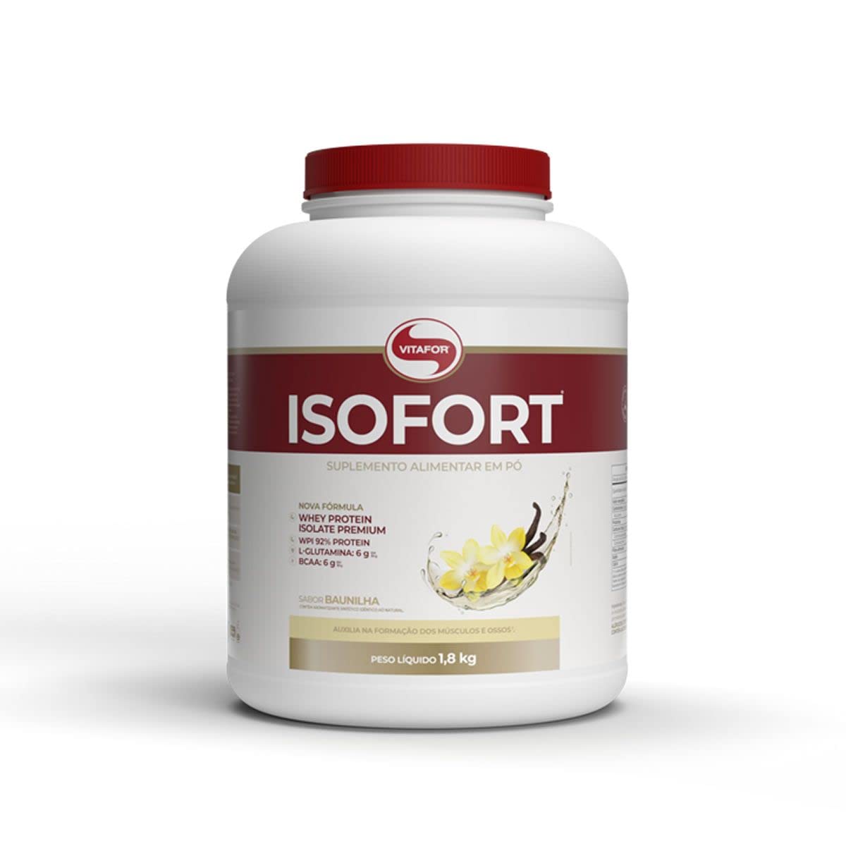 Isofort Baunilha 1 8kg Vitafor Suplemento de Proteína Isolada do Soro de Leite - Vitafor - Viva Nutrição