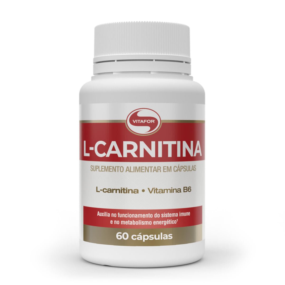L Carnitina 60 Cápsulas Suplemento Alimentar com Vitamina B6 Para Energia e Imunidade - Vitafor - Viva Nutrição