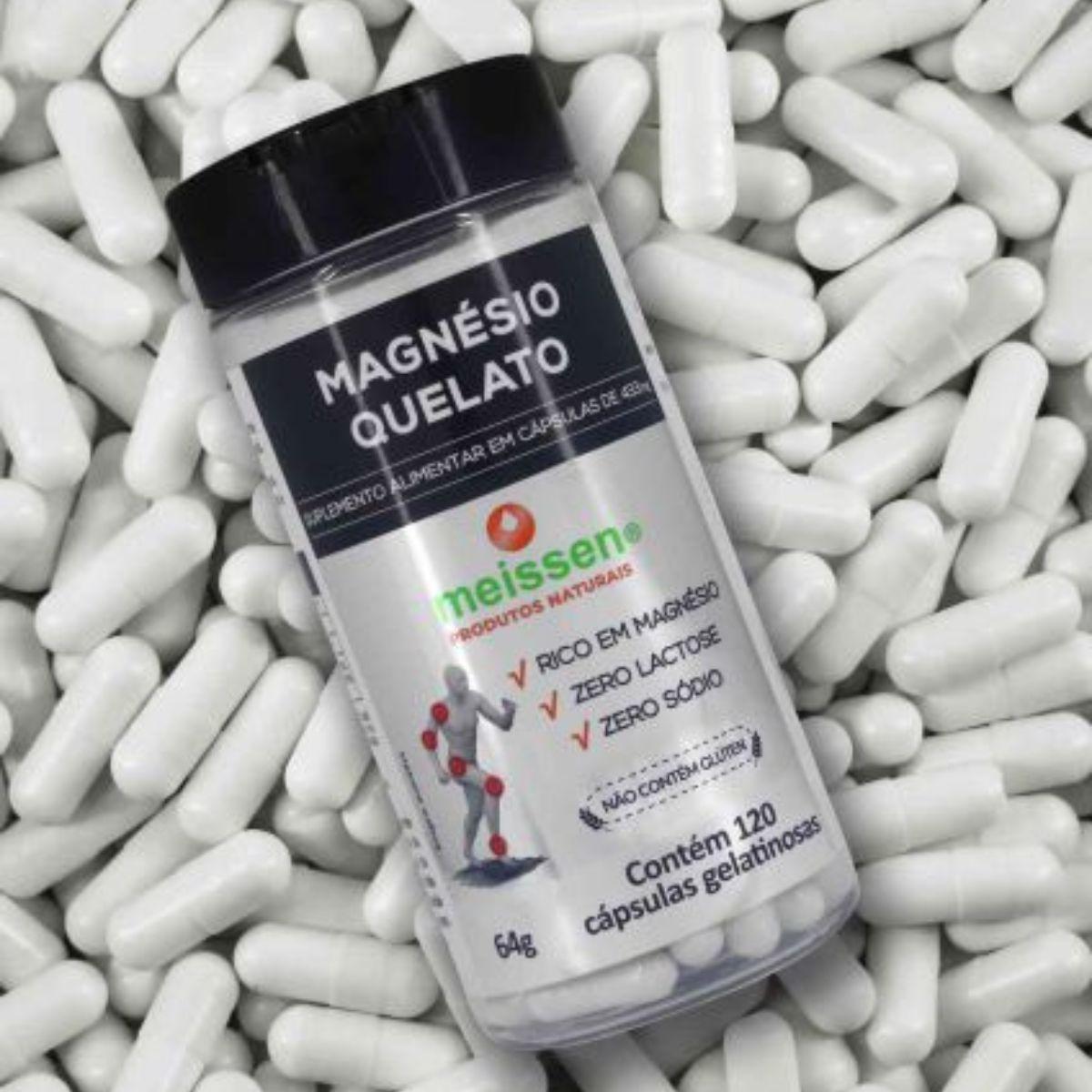 Magnésio Quelato 120 Cápsulas Meissen Auxilia na Ansiedade Sono e Saúde Óssea - Meissen - Viva Nutrição