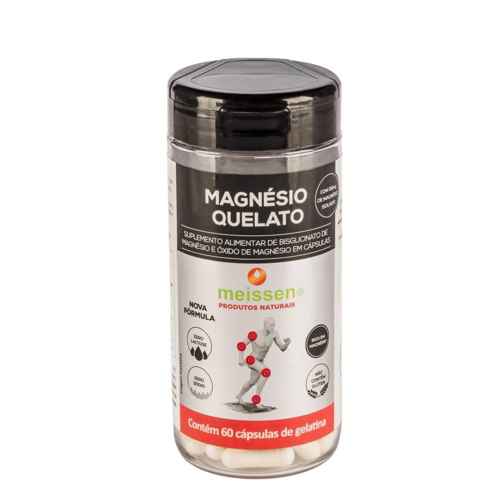 Magnésio Quelato 60 Cápsulas Meissen Melhora Sono Ansiedade e Saúde Óssea - Meissen - Viva Nutrição