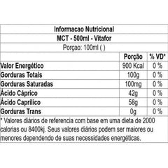 MCT 500ml Vitafor Triglicerídeos de Cadeia Média Sem Sabor Suplemento Líquido Sem Glúten - Vitafor - Viva Nutrição