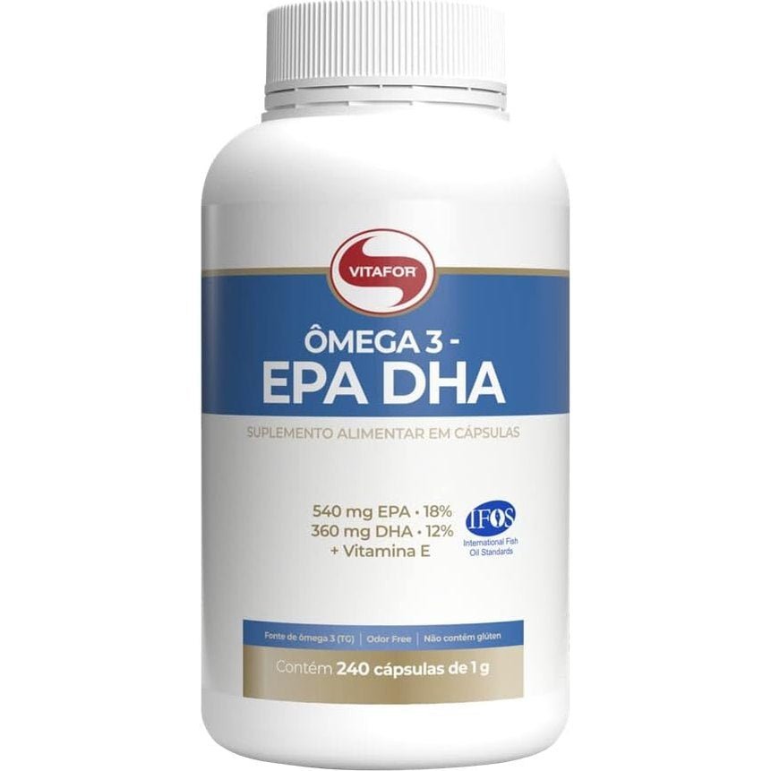 Ômega 3 EPA DHA 240 Cápsulas Vitafor 540mg EPA 360mg DHA Óleo de Peixe com Vitamina E - Vitafor - Viva Nutrição