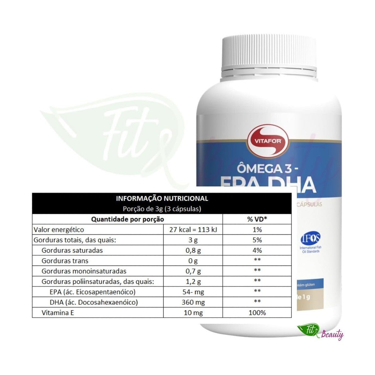 Ômega 3 EPA DHA 240 Cápsulas Vitafor 540mg EPA 360mg DHA Óleo de Peixe com Vitamina E - Vitafor - Viva Nutrição