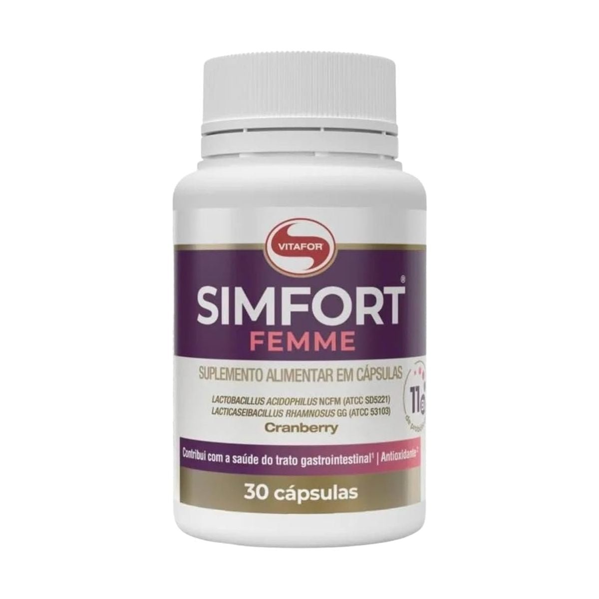 Simfort Femme Cranberry e Zinco Vitafor 30 Cápsulas - Vitafor - Viva Nutrição