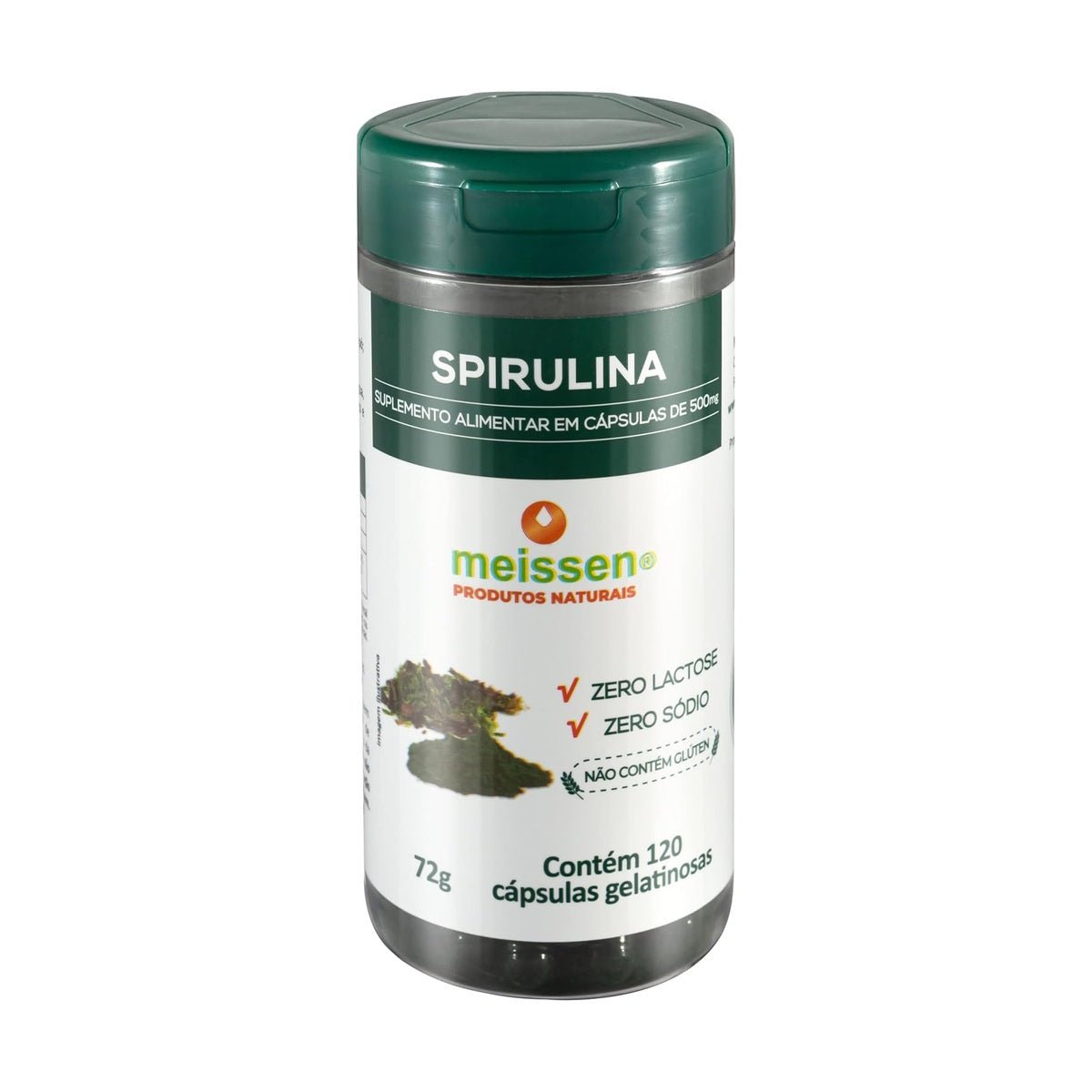 Spirulina 500 Miligramas 120 Cápsulas Meissen Suplemento Alimentar Natural - Meissen - Viva Nutrição