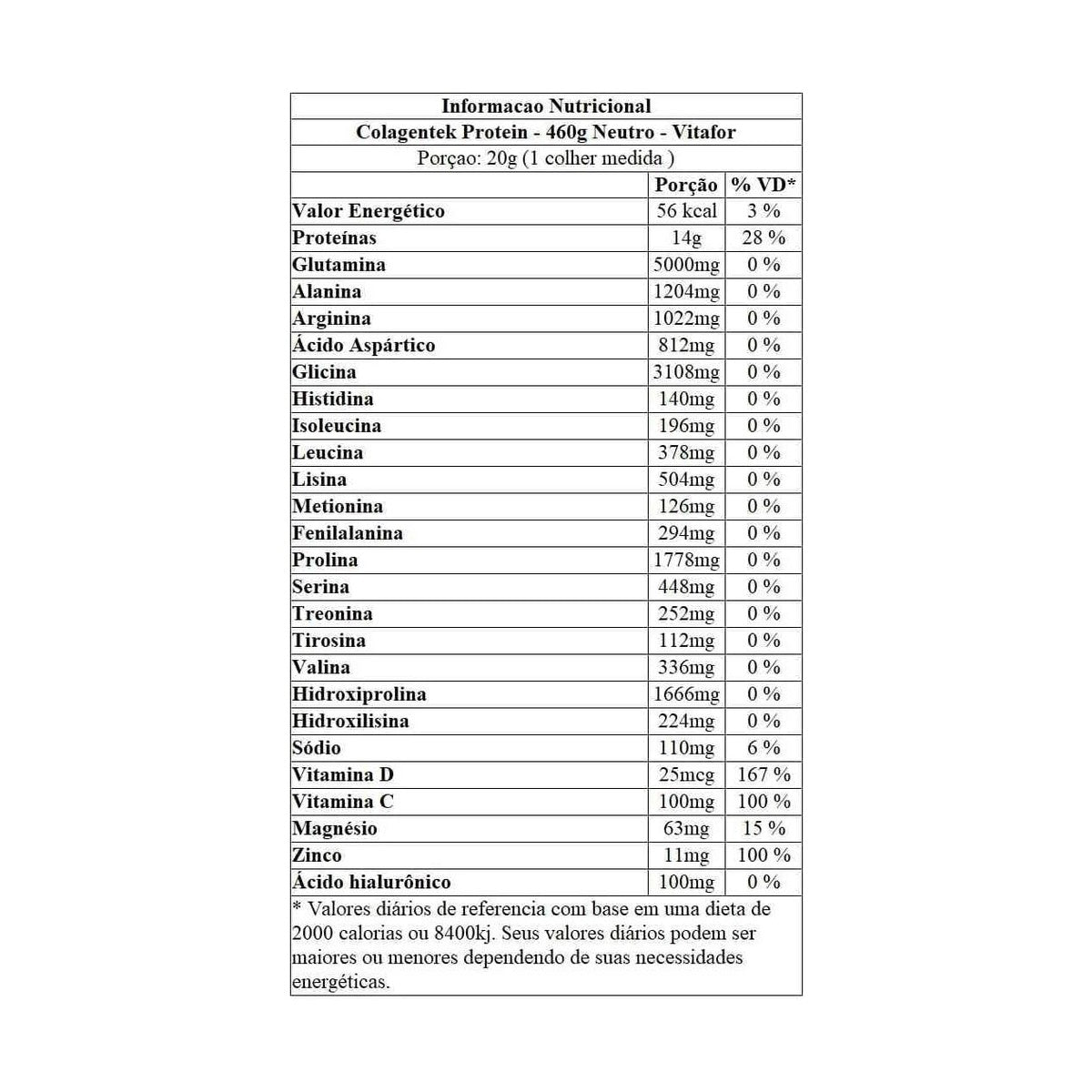 Vitafor Colagentek Protein 460g Neutro Suplemento Alimentar em Pó - Vitafor - Viva Nutrição