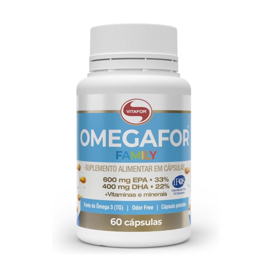 Vitafor Omegafor Família 60 Cápsulas Suplemento Alimentar Óleo de Peixe Fonte de Ômega 3 - Vitafor - Viva Nutrição