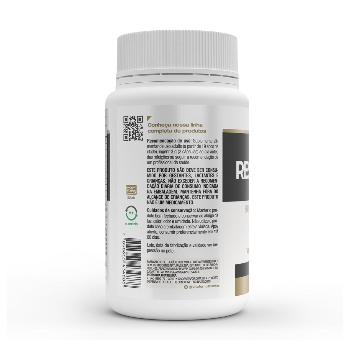 Vitafor Resveratrol Plus 60 Cápsulas Suplemento Alimentar com Óleo de Semente de Uva e Nutrientes Essenciais - Vitafor - Viva Nutrição