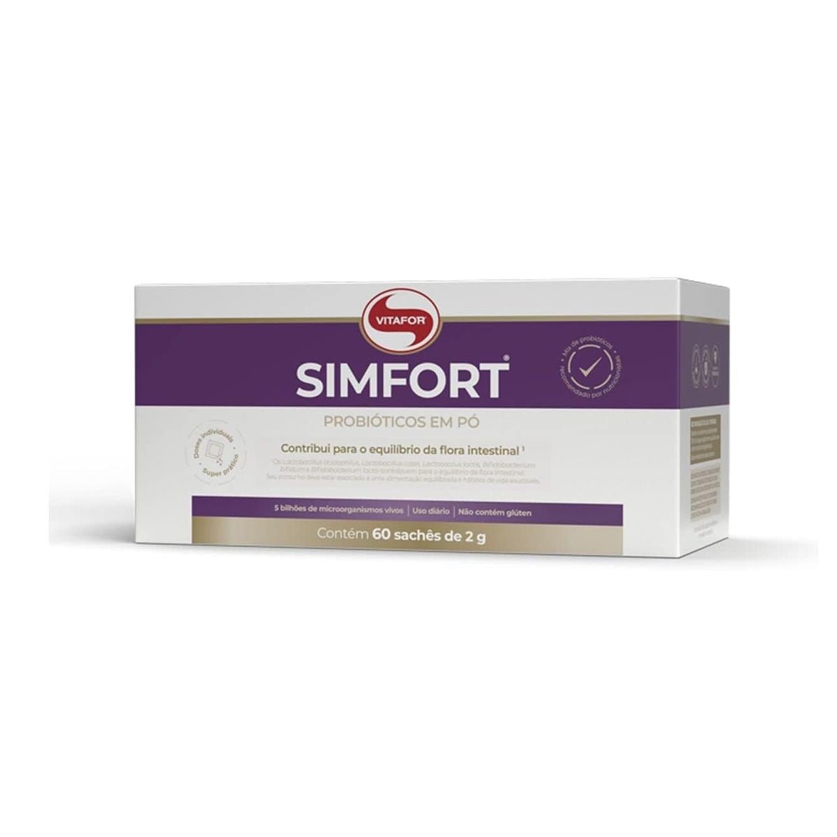 Vitafor Simfort 60 Sachês de 2g Probióticos Sem Sabor para Flora Intestinal - Vitafor - Viva Nutrição