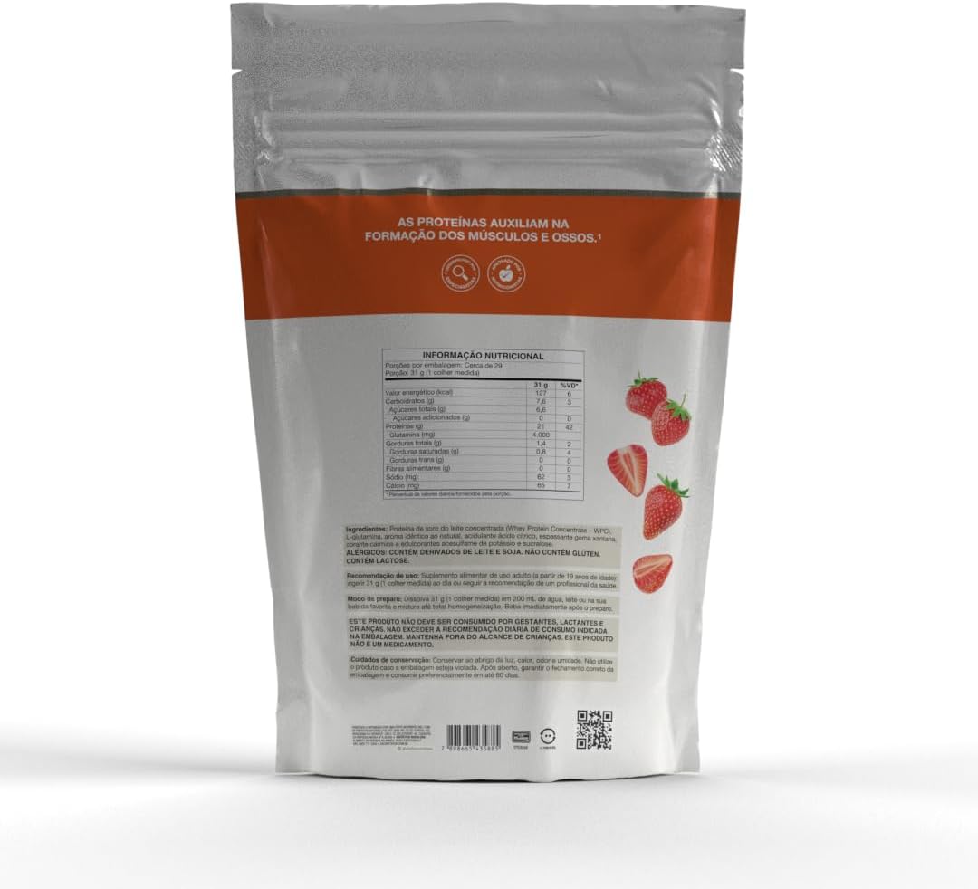 Vitafor Whey Protein WPC 900g Morango - Vitafor - Viva Nutrição